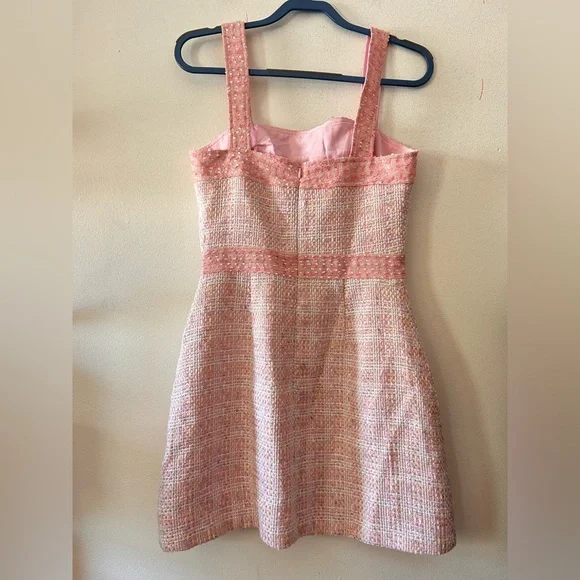 Amanda Uprichard 'Archie' Dress Size Medium Pink Tweed - Picture 4 of 8